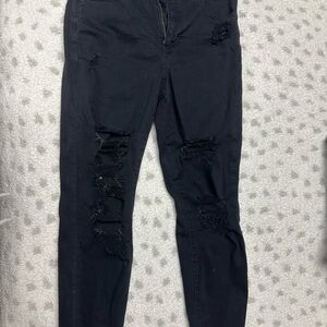 American Eagle Outfitters Black Skinny Jeans with Distressed Details
